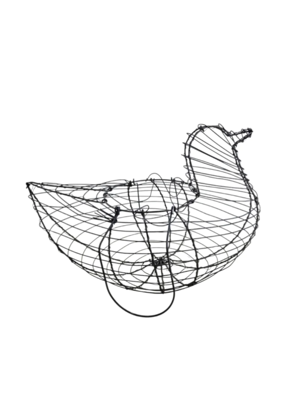 Vintage Wire Chicken Egg Basket Primitive Farmhouse Hen Gathering Basket
